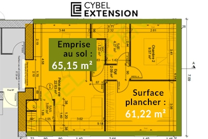 Plan extension de maison supérieure à 40 m²