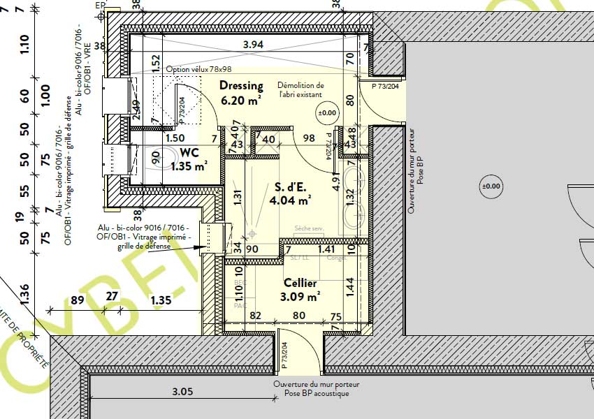 Le plan de l'extension de 20m² à Saint-Denis-sur-Loire