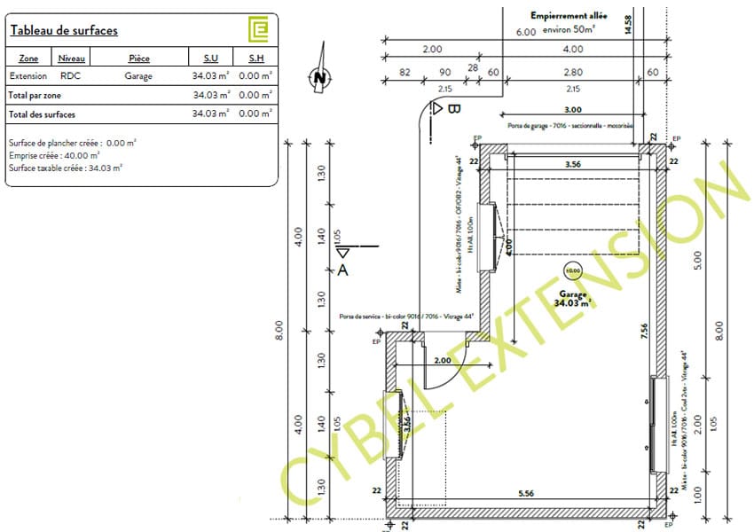 Un garage indépendant de 34 mètres carrés.