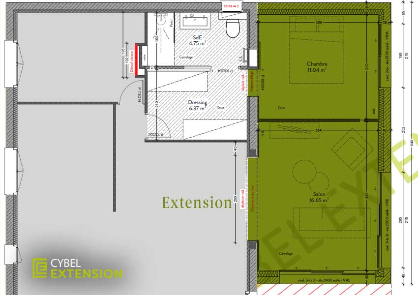 Le plan de l'extension à Saint-Pierre-Quiberon.